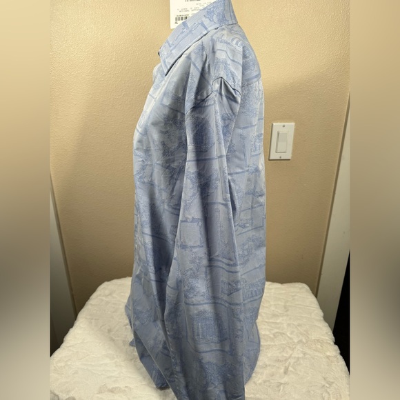 Tasso Elba Mens Tourista Jacquard Regular Fit Button Down Shirt Blue XL - Picture 7 of 8